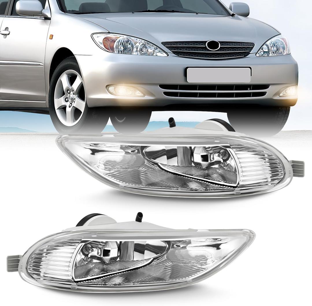 Nilight Fog Light Assembly Compatible with 2002 2003 2004 Toyota Camry 2005 2006 2007 2008 Toyota Corolla 2002 2003 2004 Toyota Camry Fog Lamps Replacement Clear Lens with 9006 12V 55W Bulbs