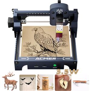 ACMER S1 Laser Engraver, 3500mW Laser Engraver Machine Higher Accuracy Lazer Cutter and Engraving Machine with Working Area 130x130mm,0.04mm Laser Spot Engraving Machines & Tools (Blue)