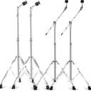 2 x 2 Pack Straight Cymbal Stand + 2 Pack Boom Cymbal Stand Combo Set, Adjustable Drum Hardware Percussion Mount Holder Gear Set for Mounting Crash, Ride, Splash Cymbal, Double Braced Legs (4 Pack)