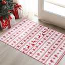 2x3 Machine Washable Christmas Throw Rugs Bells Rug Xmas Carpet Doormat Non-Slip Holiday Decorative Floor Snowflake Rug for Indoor Outdoor Front Entrance Bathroom Kitchen(Xmas Deer White,2x3ft)