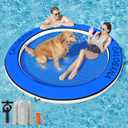 CALOBANA Water Hammock Inflatable Round Floating Ring, Lake Floats Raft Island Inflatable Dock Platform for Adults Pool River Beach Party, Water Hammock (8' Circle)