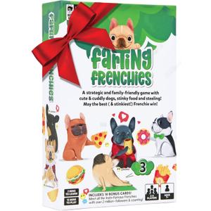 Farting Frenchies Card Game  Fun Family Card Games for Adults & Kids Ages 7+, French Bulldog Gifts Strategy Game | Simple Setup Party Games, 20-Min Playtime, 2-4 Players| Best Christmas Games Gift
