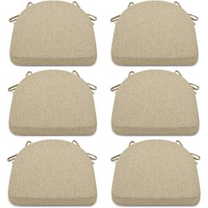 Shinnwa Kitchen Chair Cushions Set of 6, Non-Slip Dining Chair Cushions with Ties and Machine Washable Cover, 6 Pack, 17 x 16.5 x 2in, Natural Linen