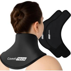 ComfiTECH Neck Ice Pack Wrap 2 Pack with Extended Gel Coverage for Cervical, Shoulder and Rib, Reusable Cold Application for Office Stiff Neck, Swelling, Large