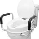PEPE Mobility - Toilet Seat Riser with Handles 4 inch (Fits Round and Elongated up to 15"), Raised with Lid, Seniors