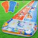 40FT Slip Double Water Slides with 2 Bodyboards, Extra Long Lawn Water Slides for Kids Adults Heavy Duty, Giant Outdoor Water Slip Toys with Crash Pad for Backyard Summer Party