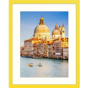 wyooxoo 20x24 Picture Frame Yellow Made of Solid Wood Photo Frames Display Pictures 16x20 with Mat or 20x24 Without Mat Colorful Frame For Horizontal Vertical Wall Mounting