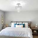 Mini Crystal Chandelier Modern Crysal Flush Mount Ceiling Light for Bedroom Closet Hallway with E26 Base Small Pendant Light (Chrome-Ceiling), 11.8 Inches Diameter