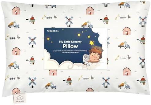 Toddler Pillow with Pillowcase - 13x18 My Little Dreamy Pillow, Organic Cotton Toddler Pillows for Sleeping, Kids Pillow, Travel Pillows, Mini Pillow, Nursery Pillow, Toddler Bed Pillow (Barn)
