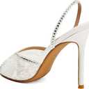 Women's High Heel Sandals High Heel Slippers Pointed Toe Fish Mouth Sandals Lace Sandals (7, White)