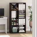 Furinno Cubicle Cube Insert, H-Shelf Cube Organizer, Fits into Furinno Extra Thick Cubes, for Organizers and Storage, Black Dark Oak (Does not fit IKEA Kallax Shelving)