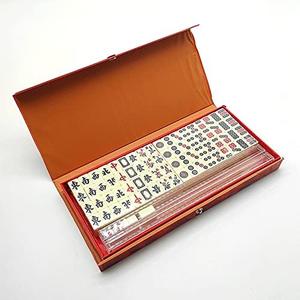 144-Tile Standard Edition Mahjong Set with 2 Spare Cards and 2 Dice, Portable Travel Board Game for Travel, Family Gathering
