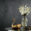 Safiyya Black Peel and Stick Wallpaper 15.75'' X 118'' Crocodile Wallpaper Textured Contact Paper for Cabinets Removable Modern Renter Friendly Wall Paper for Bedroom Bathroom