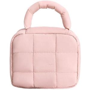Quad Storage Bag Soft Cotton Portable Cosmetic Bag Cosmetic Bag Large Capacity (Pink, 19.5*7.5*16.5cm)