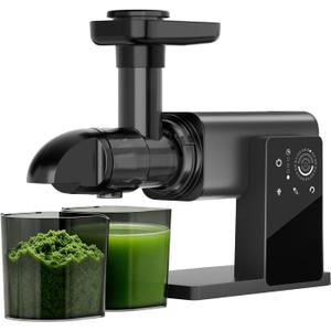 Cold Press Juicer Machines, Slow Masticating Juicers with LED Smart Touch Screen, Professional Extractor for Leafy Greens, Kale & Fibrous Vegetables, 2 Modes & Reverse, BPA-Free