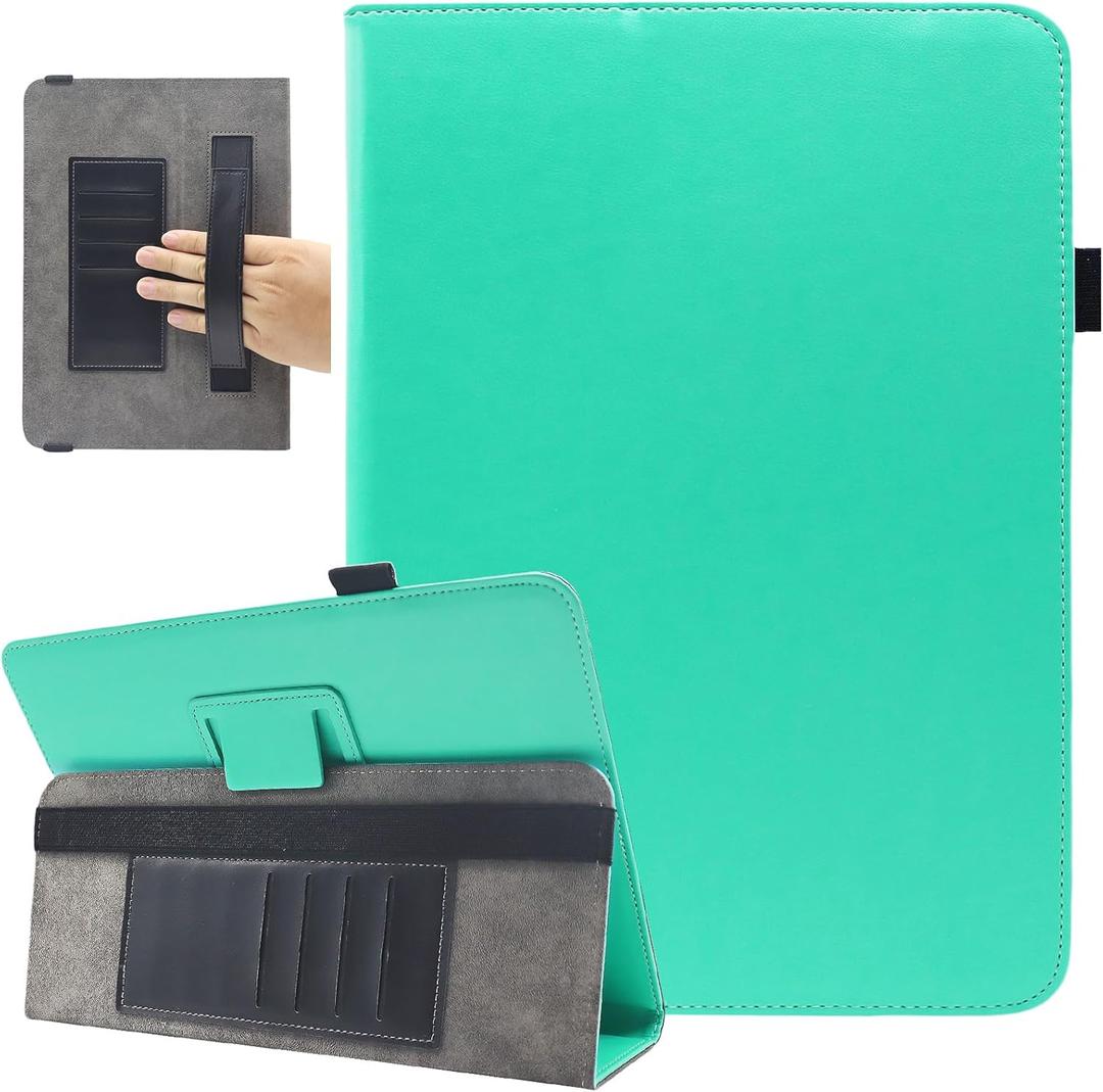 Universal 10 Inch Tablet Case, Universal 10.1 Inch Tablet Case, Viclowlpfe Protective Folio Stand Android Case for 9.6-11 Inch Tablet with Hand Strap and Cards Slots, Agave Green