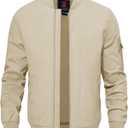 TBMPOY Men's Lightweight Bomber Jackets Light Windbreaker Casual Stylish Fall Golf Zip Up Dress Business Varsity (4X-Large, A1-light Khaki)