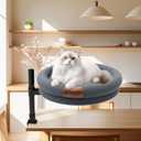Cat Desk Bed, 360 Rotating & Height Adjustable, Upgraded Thick Cat Desk Hammock with Removable Washable Cover, Supports Up to 40lbs, Suitable for Office Desk, Game Table, Gifts for Cats Pets