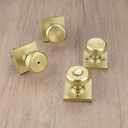 Gold Interior Door Knobs for Bathroom & Bedroom, Pismo Doorknob Turn Lock with Square Rosette, Satin Brass Heavy Duty Door Knob with Lock (1)