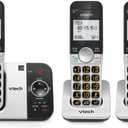 VTech 3-Handset Cordless Phone with Answering Machine, with Large Display and Big Buttons Caller ID, Full-Duplex Speakerphone, Last 10 Number Redial, Easy to use VG232-3