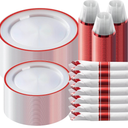 Goodluck 350 Piece Red Plastic Dinnerware Set for 50 Guests, Fancy Disposable Plates for Party, Include: 50 Dinner Plates, 50 Dessert Plates, 50 Pre Rolled Napkins with Silverware, 50 Cups