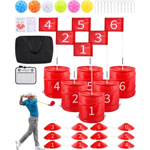 Backyard Golf Game, Portable 6 Hole Outdoor Golf Course for Indoor & Outdoor Play, Yard Golf Practice Game Gifts for Family and Adults, Lawn Beach Yard Park Golfgame for Adults - No Clubs