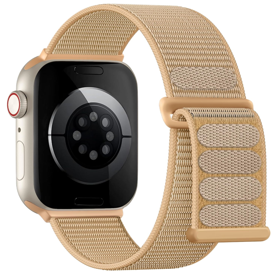 Lenrao Sport Loop Compatible with Apple Watch Bands for Men Women 44mm 45mm 46mm 49mm 42mm, Sof tNylon Wrist Straps for iWatch Bands for Series 11/10/9/8/7/6/5/4 Ultra SE 3/2/1 MilkTea