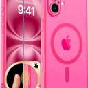 zapica Magnetic for iPhone 16 Plus Case, Upgraded [Camera Control Button] [Full Camera Protection] [with 1 Screen Protector] Translucent Matte Shockproof Protective Phone Cover, Rose Pink