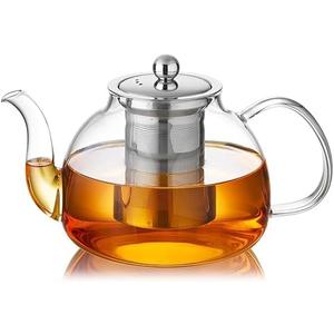 40OZ (1200ML) Glass Teapot with Infuser Stovetop Safe, Clear Glass Tea Pot Kettle, Borosilicate Tea Pot with Infusers Filter for Loose Tea, Tea Kettle Dishwasher Safe