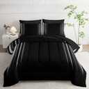 Nttopship White and Black Bedding Set Twin Size Abstract Ombre Comforter Set Bedding Set 7 Piece in A Bag,Dark Quilt Set Mordern Art Decor All Seasons with Pillowcases,Flat, Fitted Sheet