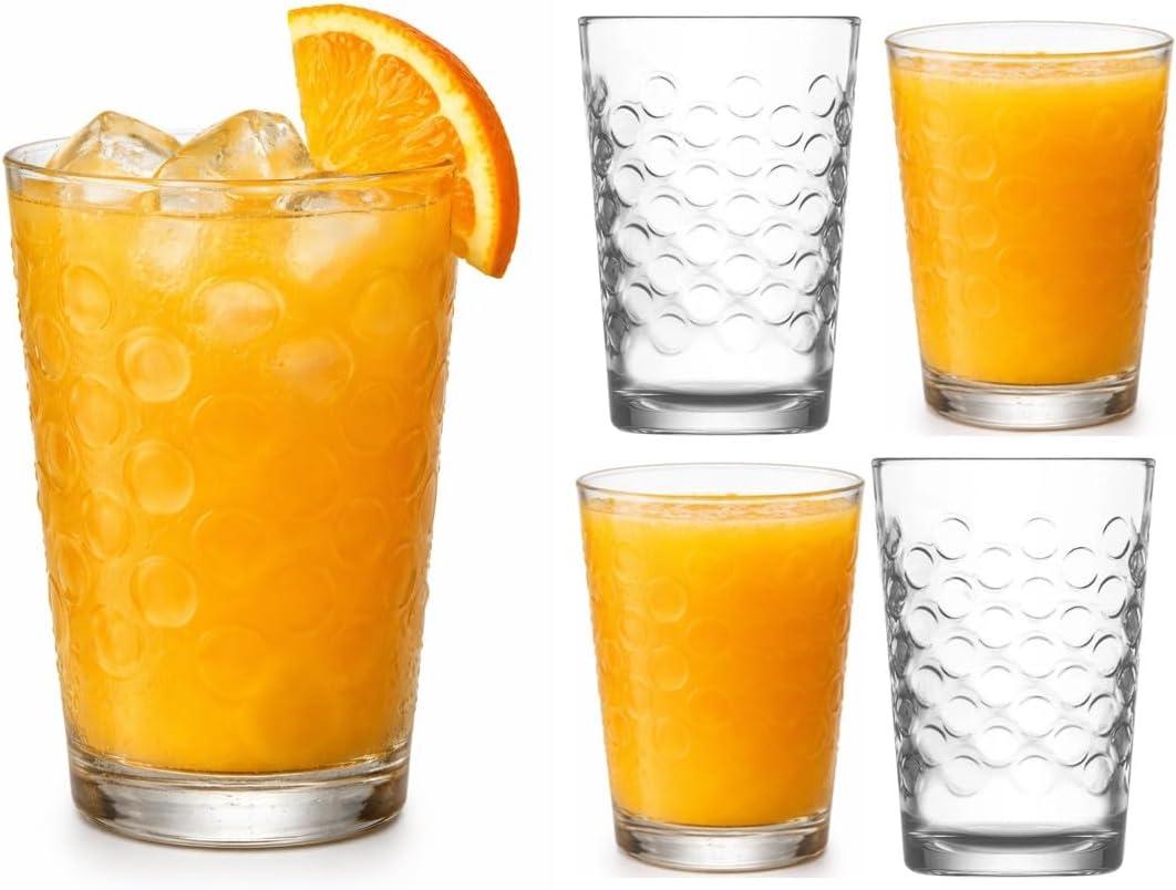 BOHEM'S Small Juice Glasses, Clear Glass Cups Tumblers, 7 Oz, Drinking Glassware for Orange Juice, Water, Milk, Coffee, Perfect for Tasting and Small Portions, Set of 4