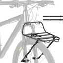 Bike Front Rack - Front Bicycle Cargo Rack with Struts - Front Mount Aluminium Pizza Rack Bike Rack for Mountain, Gravel,Touring Bikes