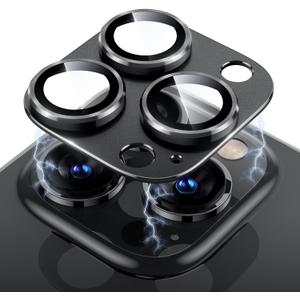 Uyiton for iPhone 14 Pro/iPhone 14 Pro Max Camera Lens Protector, [Drop Protection] 9H Tempered Glass Camera Cover Screen Metal Ring Case Friendly Scratch Resistant Easy to Install - Black