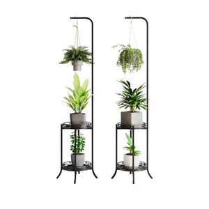 COPREE 2-tier Hanging Plant Stand 2 Pack, Space-Saving Iron Planter Shelves Flower Pot Organizer Rack Multiple Flower Pot Display Holder Shelf Indoor Outdoor Heavy Duty Planter Shelving Unit