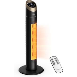 Space Heater for Indoor Use, 34" Space Heater for Large Room, 1500W Tower Heater with Remote, Adjustable Thermostat, 12H Timer, 70 Oscillation, Overheat & Tip-Over Protection, Black