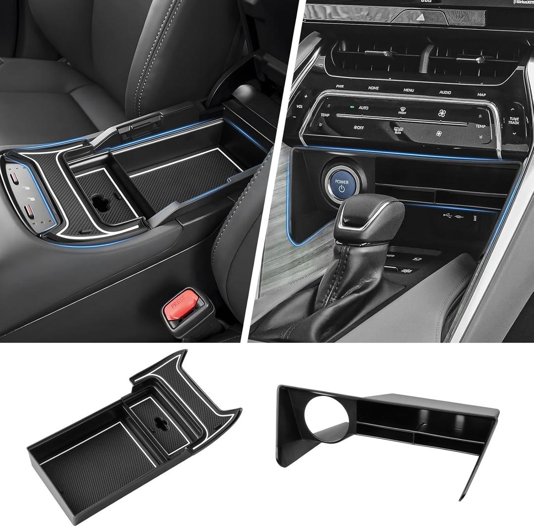 Autorder 2PCS Center Console Organizer for 2021-2024 Toyota Venza Accessories Armrest Storage Box Secondary Insert Tray Center Console Armrest Tray with Nonslip Mats