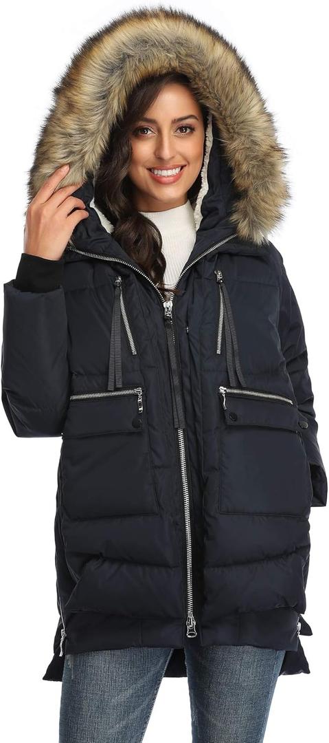 Women's Winter Thickened Down Jackets Long Down Coats Warm Parka with Hood, Size XS 