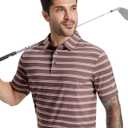 MICHEL ROUEN Mens Polo Shirts Heather Jacquard/Print/Striped Performance Moisture-Wicking Casual Collared Golf Shirts for Men (L)