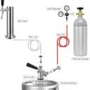 Keg Coupler for Sankey D System Beer Keg Tap Dispenser-304 Stainless Steel Probe, Beer Kegerator Tap D-Type Sankey Keg Coupler fit for I.D1/4", 3/16" Draft Beer Line & 5/16'' Gas Line with Hose Clamps