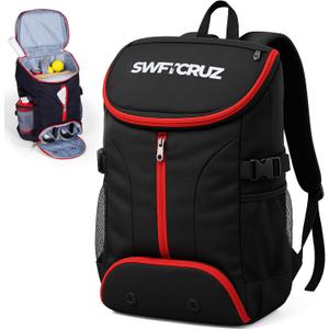 Tennis Bag, Tennis Backpack for Women and Men, Hold 2 Tennis Racket, Pickleball Paddles, Lightweight Oxford Tennis Racket Bag with Ventilated Shoe Compartment