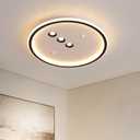 Shine LUEST Modern Round LED Flush Mount Ceiling Light with Black Finish & 3 Adjustable Spotlights, Dimmable Soft Glow Ceiling Lighting for Living Room Bedroom Hallway
