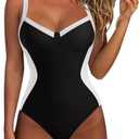 SUUKSESS Womens Tummy Control One Piece Swimsuit Sexy Crisscross Back Bathing Suit L