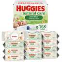 Huggies Natural Care Sensitive Baby Wipes, Unscented, Hypoallergenic, 99% Purified Water, 12 Flip-Top Packs (768 Wipes Total)