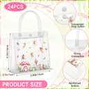 SilTriangle 24 Pcs Fairy Party Favor Clear Gift Bags with Handles, Woodland Mushroom Goodie Gift Candy Treat Bags for Garden Baby Shower Birthday Party Events Supplies