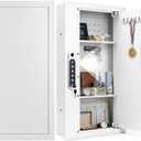 27.5" Tall White Biometric Wall Safe Between 16" Stud | 33% Larger Capacity