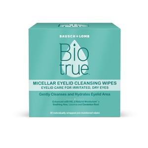 Biotrue Micellar Eyelid Cleansing Wipes, Fragrance-Free Eyelid Care for Dry, Irritated Eyes, Gently Cleanses, Hydrates & Soothes Eyelids, Moisturizing Eye Wipes for Daily Use, 30 Wipes (Pack of 1) (EXP: 08/2027)