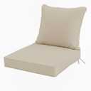 19x19 Inch Patio Chair Cushion with Removable Cover, Outdoor Furniture Cushion - Water-Repellent, Fade-Resistant, Non-Slip Bottom & Straps, Replacement for Lawn, Porch & Deck Chair - Cream