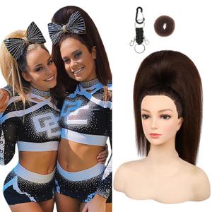 SEIKEA Cheer Ponytail Hair Piece, 100% Super Protein Fiber Straight Cheerleader Hairpiece Lightweight Silky Smooth Fluffy 18" Ponytail Extension for Cheerleader Competition, Dance Brown