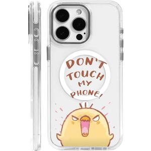 Case for iPhone 15 Pro Max,Don't Touch My Phone Clear Cases,Compatible with MagSafe,Slim Shockproof Magnetic Phone Sleeve Case for Girls Man,Scratch-Resistant Back