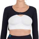 High compression mini top, massaging arms sleeves for Lipedema, Lymphedema diseases (S/M, Black)